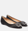 MANOLO BLAHNIK HANGISIFLAT EMBELLISHED SATIN BALLET FLATS