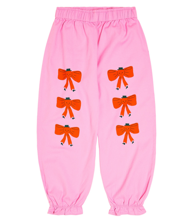 Tinycottons Kids' Frill-trimmed Printed Cotton Pants In Pink