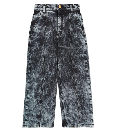 Balmain Kids' Wide-leg Jeans In Black