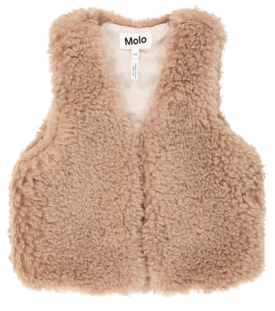 Molo Kids' Girl's Hatcha Sherpa Vest In Rosie Sand