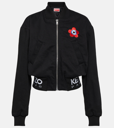 Kenzo Veste Bomber Target Femme Rinse Black Denim In Nero