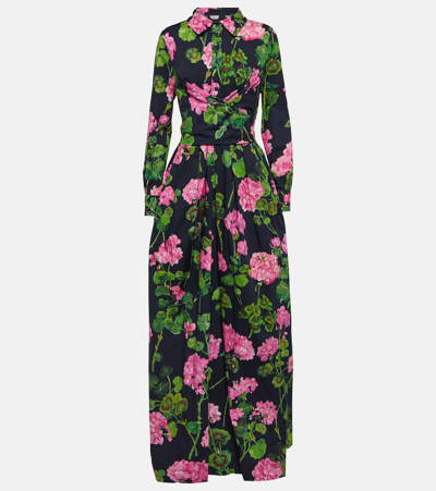 Oscar De La Renta Floral Cotton-blend Maxi Dress In Multicoloured