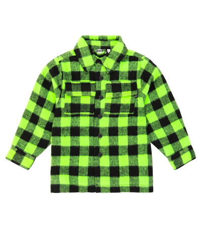 Molo Kids' Hayes Gingham Flannel Overshirt In Multicoloured