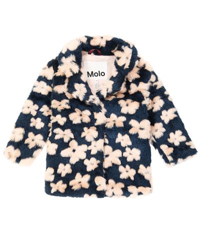 Molo Kids' Haili Floral-motif Faux-fur Jacket In Flower Fur