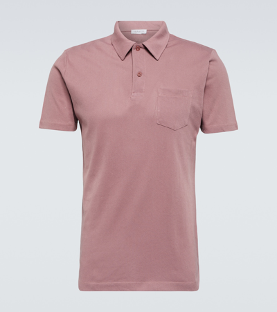 Sunspel Riviera Cotton Polo Shirt In Pink