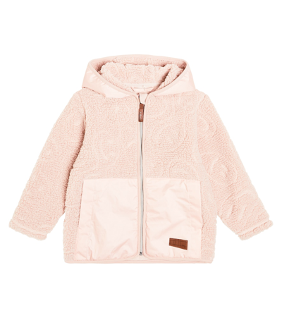 Molo Kids' Fleece-texture Hooded Jacket In 粉色