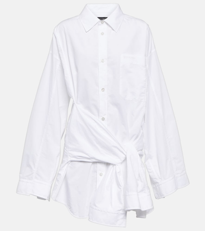 Balenciaga Cotton Shirt Dress In Light Blue