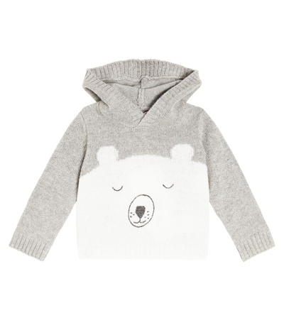 Il Gufo Babies' Patterned-intarsia Fine-knit Hoodie In Grey