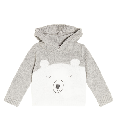 Il Gufo Baby Intarsia Wool Hoodie In Grey