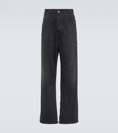 Balenciaga Mid-rise Cotton Wide-leg Pants In Black
