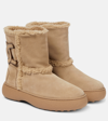 TOD'S SUEDE AND SHEARLING ANKLE BOOTS