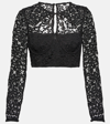 Self-portrait Self Portrait Women Top 'black Lace Tie Neck Crop' In Black