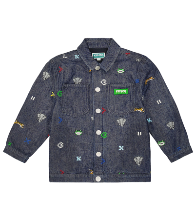 Kenzo Kids' Jungle Game Denim Jacket In Blue