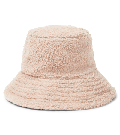 Molo Girls Soft Mushroom Kids Teddy-texture Woven Bucket Hat 1-9 Years In Beige
