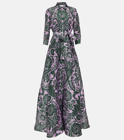 Carolina Herrera Heart-print Georgette Gown In Purple