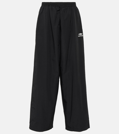 Balenciaga 3b Sports Icon Poplin Track Pants In Black