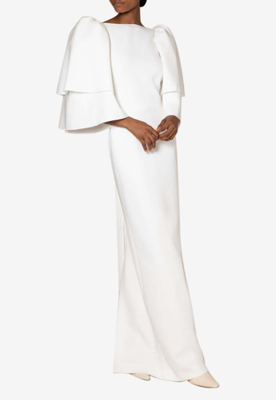 Roksanda Akilah Tiered-sleeve Back-slit Gown In White