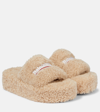 Balenciaga Faux Shearling Platform Slide Sandals In Beige