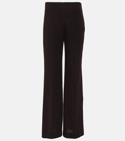 Chloé Wool And Cashmere Flared Trousers In Brown