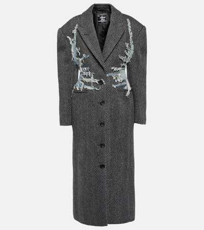 Y/project Hourglass Whisker Herringbone Wool Coat In Grey