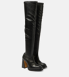 SOULIERS MARTINEZ VELVET 100 FAUX LEATHER OVER-THE-KNEE BOOTS