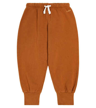 Tinycottons Kids' Logo棉质针织运动裤 In Brown