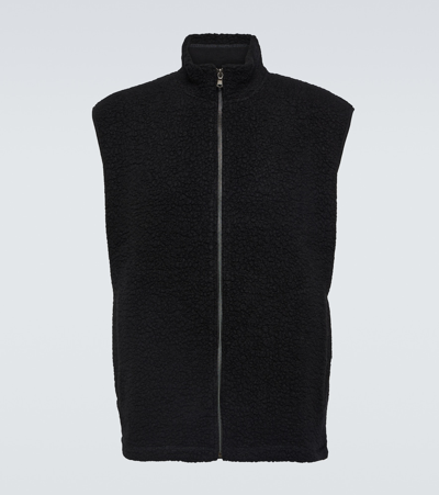 Sunspel Fleece Wool-blend Waistcoat In Black