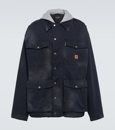 Balenciaga Double B Workwear Parka In Dark Navy