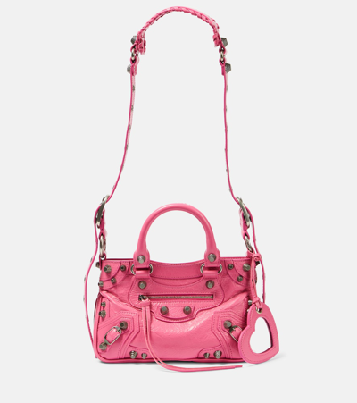 Balenciaga Small Neo Cagole Leather Tote In Bright Pink