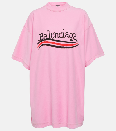 Balenciaga Logo Cotton Jersey T-shirt In Pink