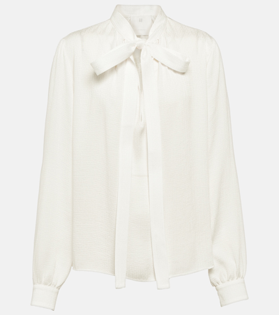 Givenchy 4g Jacquard Silk Blouse In White