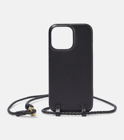Bottega Veneta Leather Iphone 14 Pro Max Case In Black