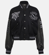 Amiri Logo Graphic Embroidered Crop Varsity Jacket In Black