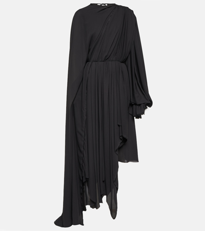 Balenciaga Pleated Asymmetric Dress In Black