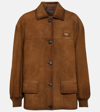 Prada Oversized Suede Jacket In Brown