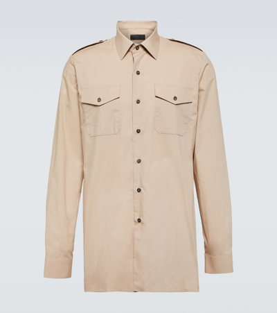 Prada Cotton Shirt In Beige