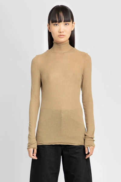 Lemaire Woman Beige T-shirts In Green