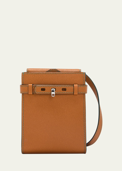 Valextra Men's Brera B-tracollina Slim Crossbody Bag In Havana
