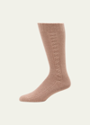Loro Piana Cable Knit Cashmere Socks In E05w Mat Tobacco