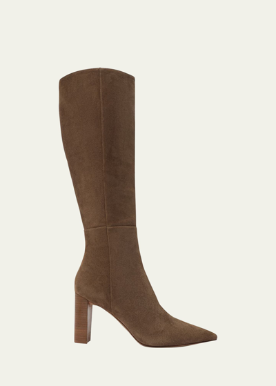 ALEXANDRE BIRMAN ELISA SUEDE BLOCK-HEEL KNEE BOOTS