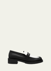 Stuart Weitzman Palmer Bicolor Penny Loafers In Black/white