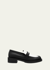 Stuart Weitzman Palmer Bicolor Penny Loafers In Black