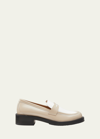 Stuart Weitzman Palmer Bicolor Penny Loafers In Dune