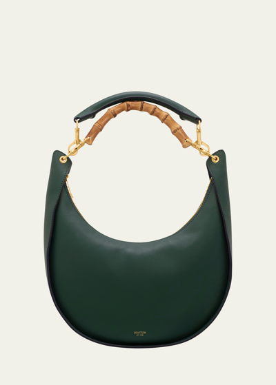 Oroton Quinn Leather Top Handle Hobo Bag In Dark Treehouse