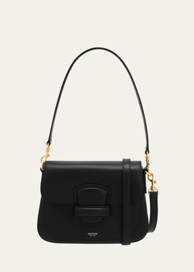 Oroton Carter Leather Small Shoulder Bag In Black