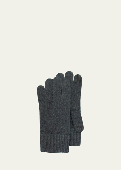 Bergdorf Goodman Cashmere Touchscreen Gloves In Ht Charcoal