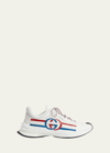 Gucci Run Printed Leather Sneakers In White