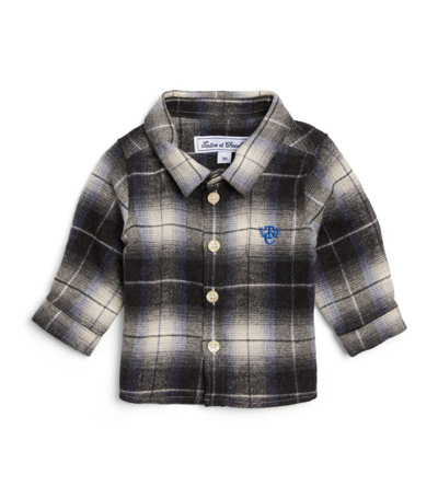 Tartine Et Chocolat Babies' Checked Cotton Flannel Shirt In Grey