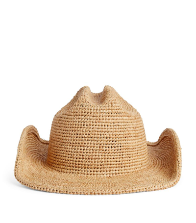 Lack Of Color Raffia Cowboy Hat In Beige