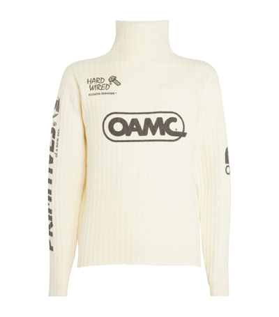 Oamc Moto Turtleneck Sweater Ecru In White